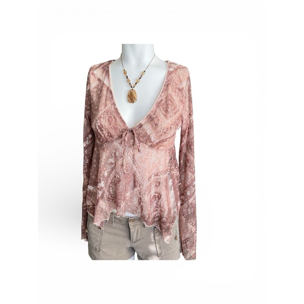 Madden Girl Y2K Sheer Lace Top Fairy Coquette Romantic Asymmetrical Whimsygoth M